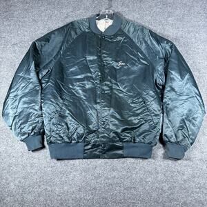 Vintage West Ark Satin Bomber Snap Slate Blue Gray Lrg - Embroidered "Joe" - USA